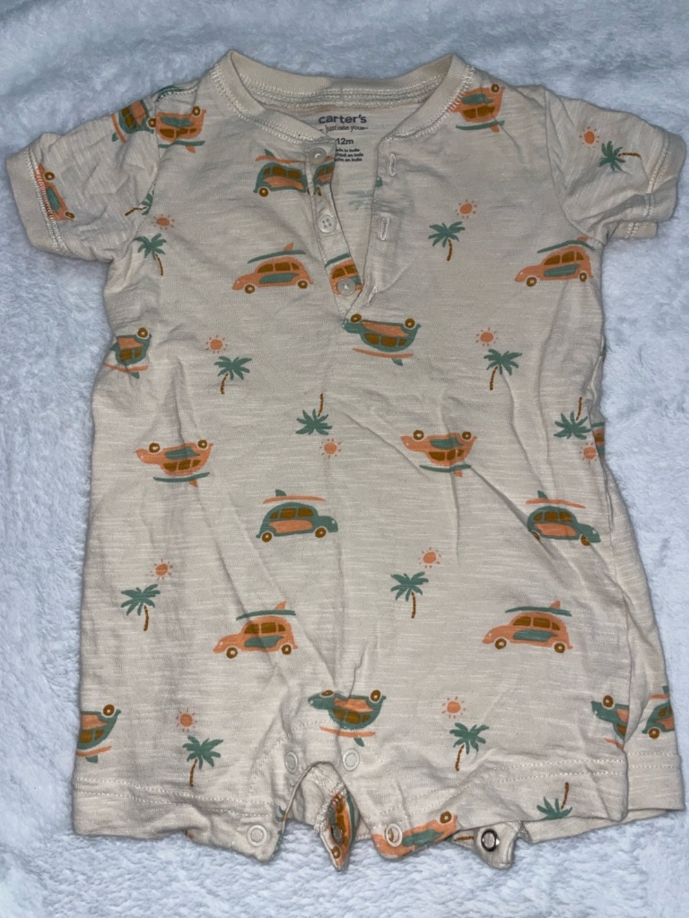 Carter's Cream Short-Sleeve Baby Romper